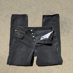Vintage 90s Levi’s 501 Button Fly Original Fit Straight Leg Black Jeans 32x30